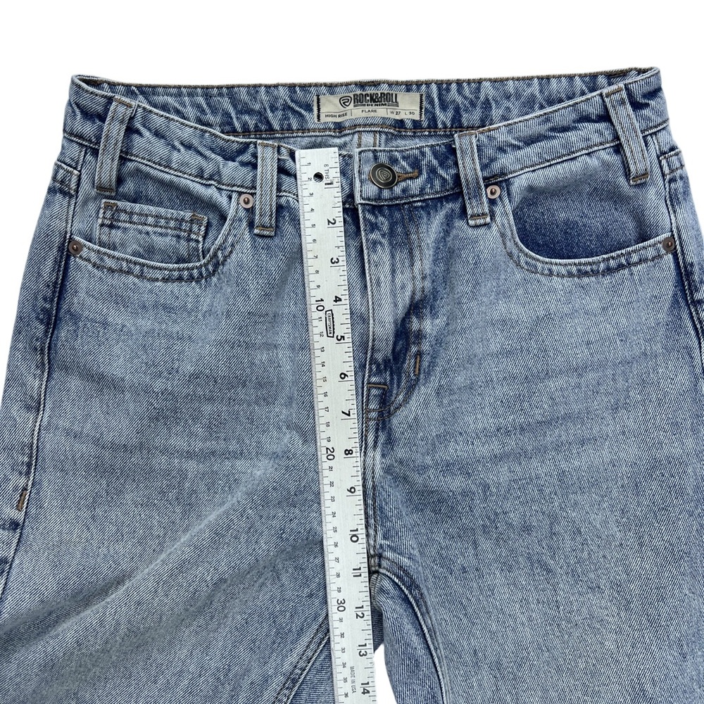 Rock & Roll Cowgirl Distressed Blue Flare Jeans Size 27 - Picture 4 of 11